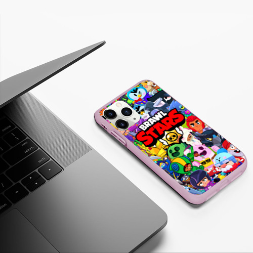 Чехол для iPhone 11 Pro матовый Brawl Stars все бравлеры, цвет розовый - фото 5