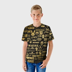 Детская футболка 3D Логотипы игр золото golden - фото 2