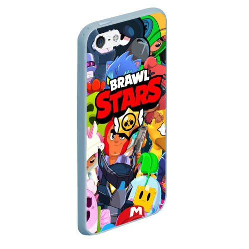 Чехол для iPhone 5/5S матовый BRAWL STARS ВСЕ БРАВЛЕРЫ, цвет голубой - фото 3