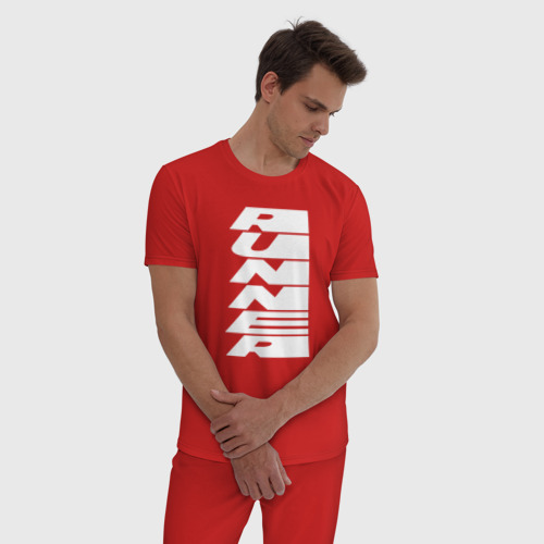 Мужская пижама хлопок Runner, цвет красный - фото 3