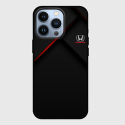 Чехол для iPhone 13 Pro Honda лого на карбоновом
