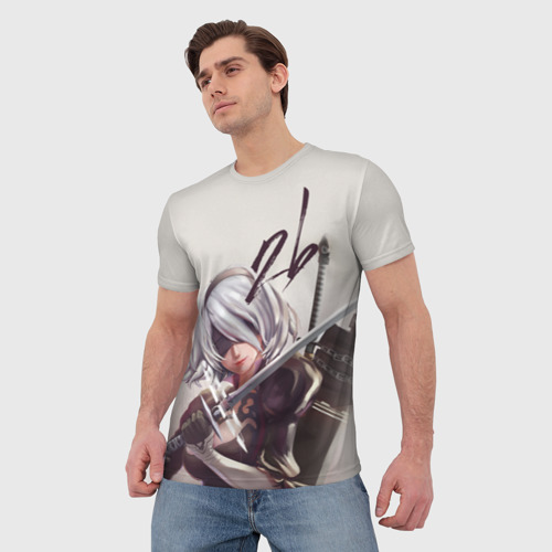 Мужская футболка 3D с принтом 2b, фото на моделе #1