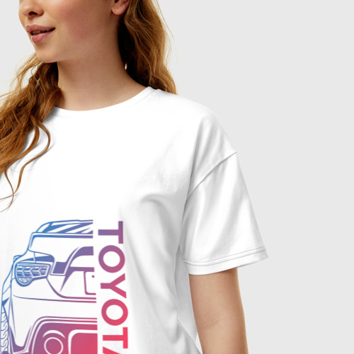 Женская футболка хлопок Oversize Toyota, цвет белый - фото 3