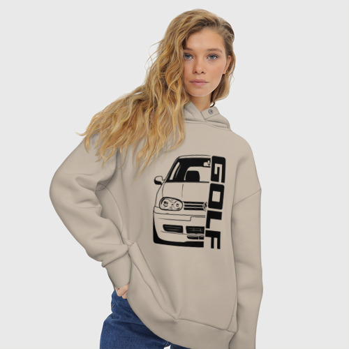 Женское худи Oversize хлопок Volkswagen Golf Фольксваген Гольф, цвет миндальный - фото 4