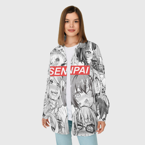 Женская рубашка oversize 3D с принтом Senpai, фото на моделе #1
