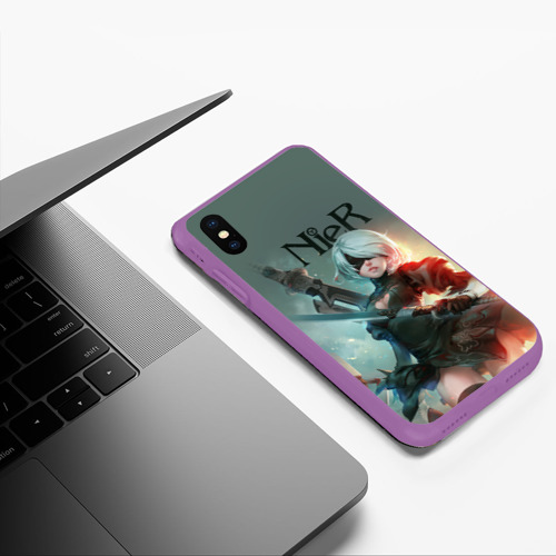 Чехол для iPhone XS Max матовый Nier, цвет фиолетовый - фото 5