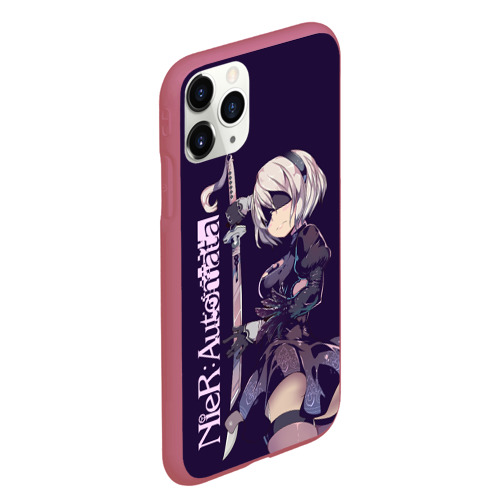 Чехол для iPhone 11 Pro Max матовый Nier Automata, цвет малиновый - фото 3