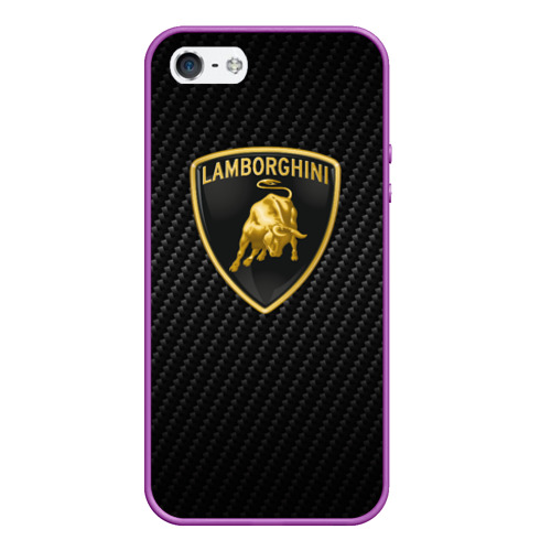 Чехол для iPhone 5/5S матовый Lamborghini Ламборгини, цвет фиолетовый