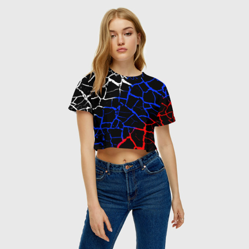 Женская футболка Crop-top 3D Россия, цвет 3D печать - фото 3