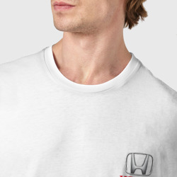 Футболка с принтом Honda CR-V Хонда для мужчины, вид на модели спереди №4. Цвет основы: белый