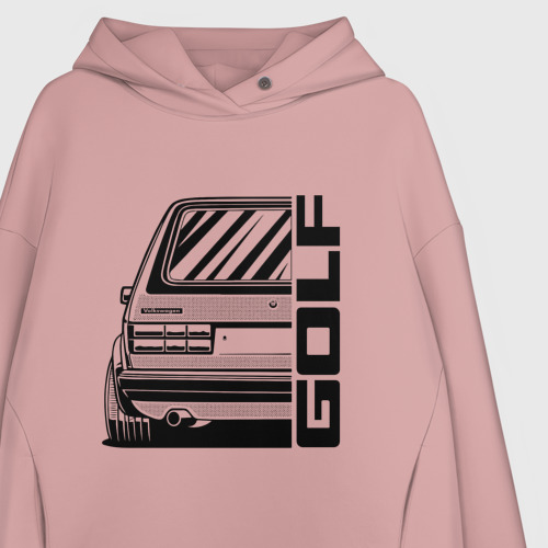 Женское худи Oversize хлопок За рулем Volkswagen Golf, цвет пыльно-розовый - фото 3