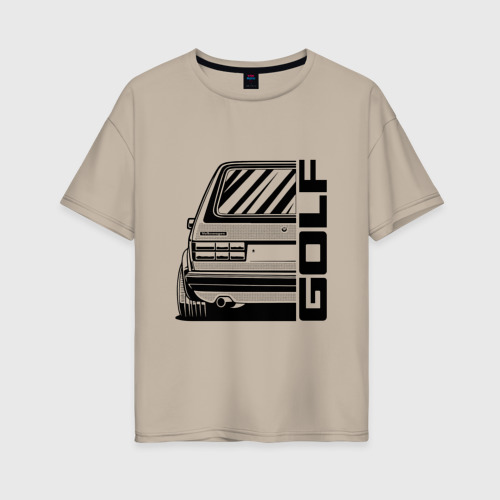 Женская футболка хлопок Oversize За рулем Volkswagen Golf, цвет миндальный