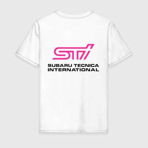 Мужская футболка хлопок Subaru STI +спина, цвет белый - фото 2