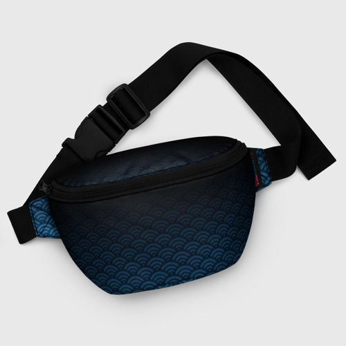 Поясная сумка 3D с принтом Узор круги темный синий, фото #5