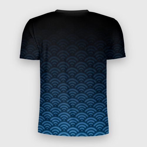 Мужская футболка 3D Slim с принтом Узор круги темный синий, вид сзади #1
