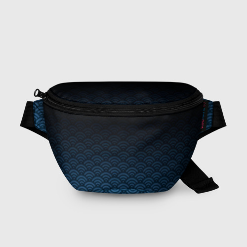 Поясная сумка 3D с принтом Узор круги темный синий, вид спереди #2