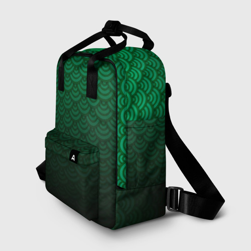 Женский рюкзак 3D с принтом Узор зеленая чешуя дракон, фото на моделе #1