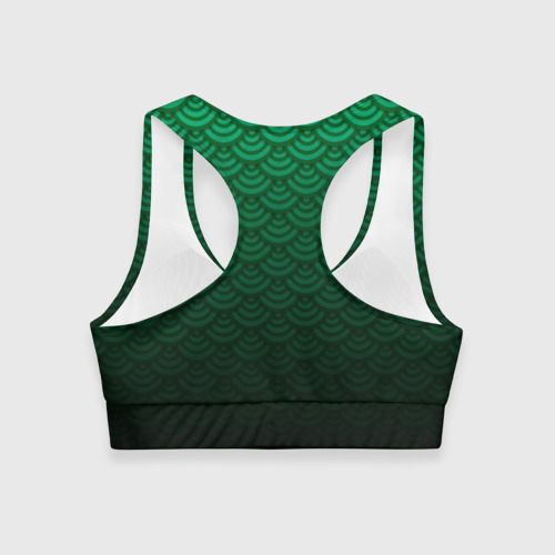 Женский спортивный топ 3D Узор зеленая чешуя дракон, цвет 3D печать - фото 2