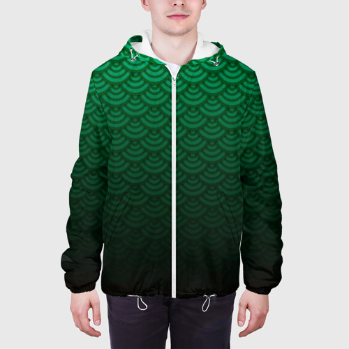 Мужская куртка 3D Узор зеленая чешуя дракон, цвет 3D печать - фото 4