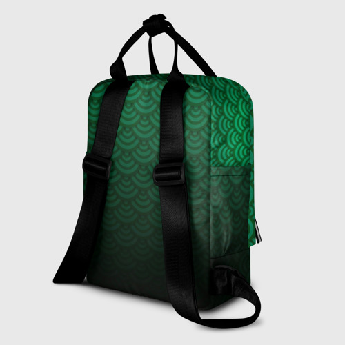 Женский рюкзак 3D с принтом Узор зеленая чешуя дракон, вид сзади #1
