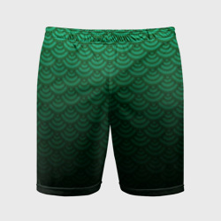 Мужские шорты спортивные Узор зеленая чешуя дракон