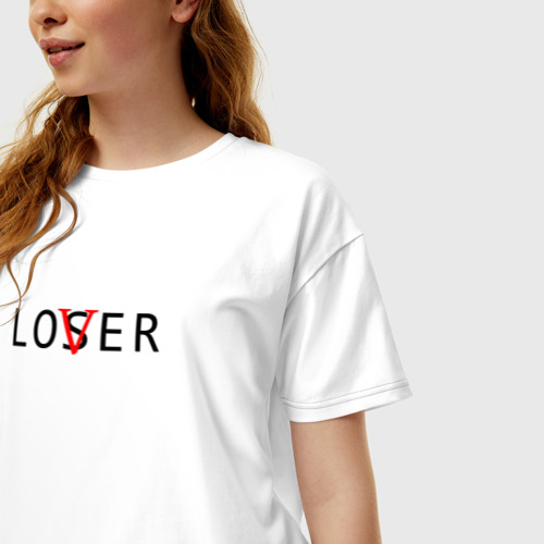 Женская футболка хлопок Oversize с принтом Lover - loser, фото на моделе #1