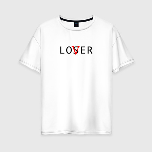 Женская футболка хлопок Oversize с принтом Lover - loser, вид спереди #2