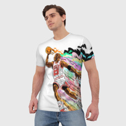 Мужская футболка 3D Майкл Джордан в полёте c мячом - фото 2