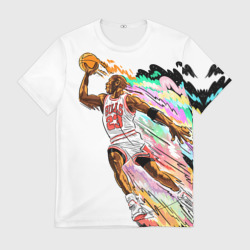 Мужская футболка 3D Майкл Джордан в полёте c мячом