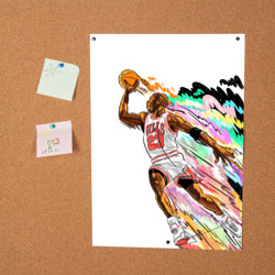 Постер Майкл Джордан в полёте c мячом - фото 2