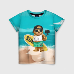 Детская футболка 3D Медвежонок серфер