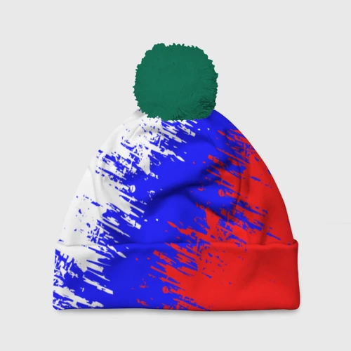 Шапка 3D c помпоном Россия