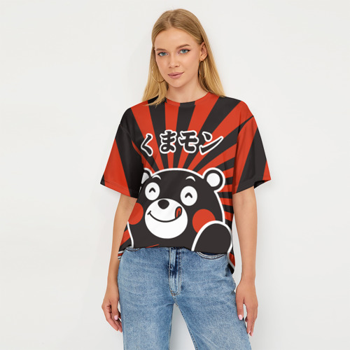 Женская футболка oversize 3D Kumamon довольный - фото 5