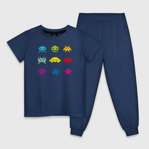 Детская пижама хлопок Retro game, цвет темно-синий