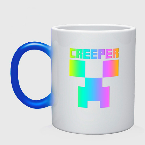Кружка хамелеон с принтом Minecraft Creeper, вид спереди #2