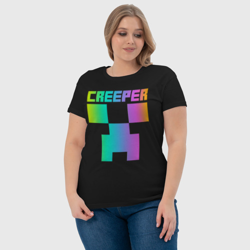 Женская футболка хлопок с принтом MINECRAFT CREEPER, фото #4