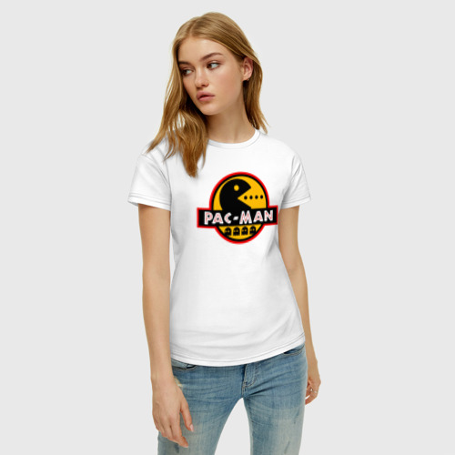 Женская футболка хлопок с принтом PAC-MAN, фото на моделе #1