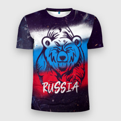 Мужская футболка 3D Slim Russia Bear