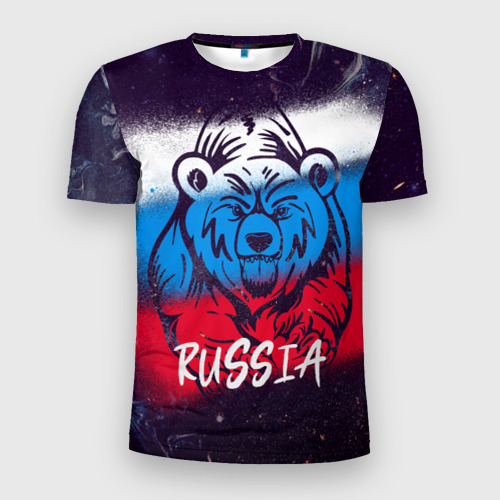 Мужская футболка 3D Slim Russia Bear, цвет 3D печать