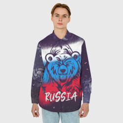 Мужская рубашка oversize 3D Russia Bear - фото 2