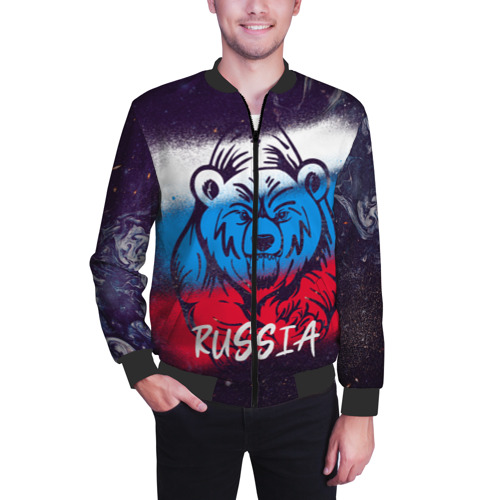 Мужской бомбер 3D Russia Bear, цвет черный - фото 3
