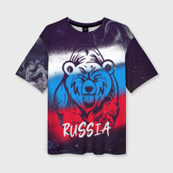 Женская футболка oversize 3D Russia Bear