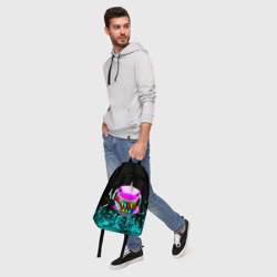 Рюкзак с принтом 6ix9ine для любого человека, вид спереди №5. Цвет основы: белый