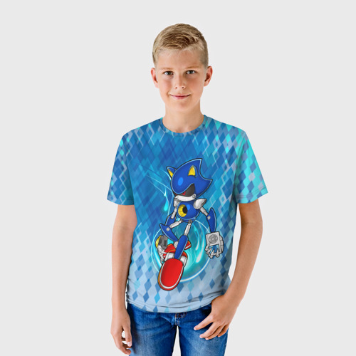 Детская футболка 3D с принтом Metal Sonic, фото на моделе #1