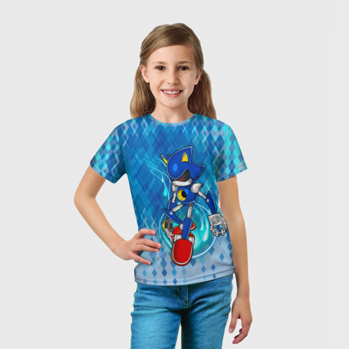 Детская футболка 3D с принтом Metal Sonic, вид сбоку #3