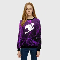 Женский свитшот 3D Helmet Fairy tail purple stripes - фото 2