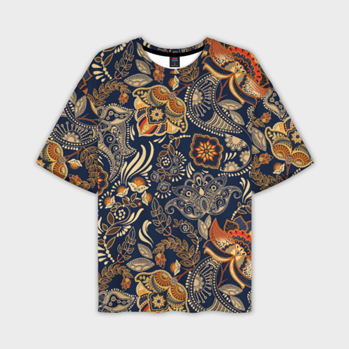 Мужская футболка oversize 3D Узор орнамент цветы этно