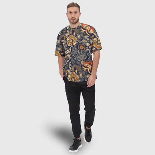 Мужская футболка oversize 3D Узор орнамент цветы этно - фото 5