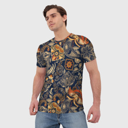Мужская футболка 3D Узор орнамент цветы этно - фото 2