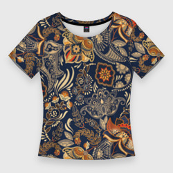 Женская футболка 3D Slim Узор орнамент цветы этно